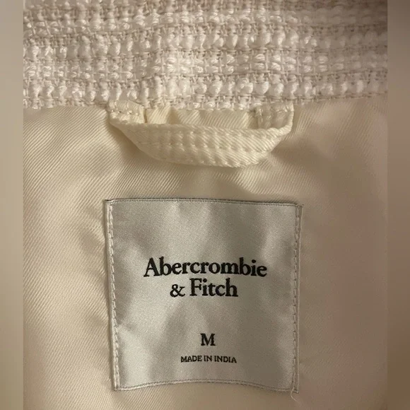 New Abercrombie &Fitch Collarless Tweed Women's Jacket. Cream (off white). M - Picture 2 of 14